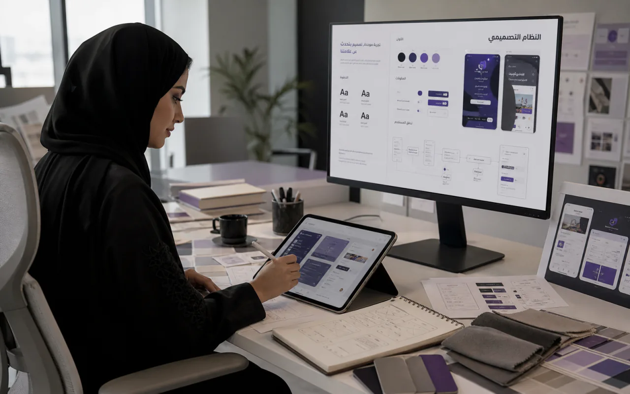 مصممة تجربة مستخدم سعودية تطور نظام تصميم وواجهات رقمية عربية